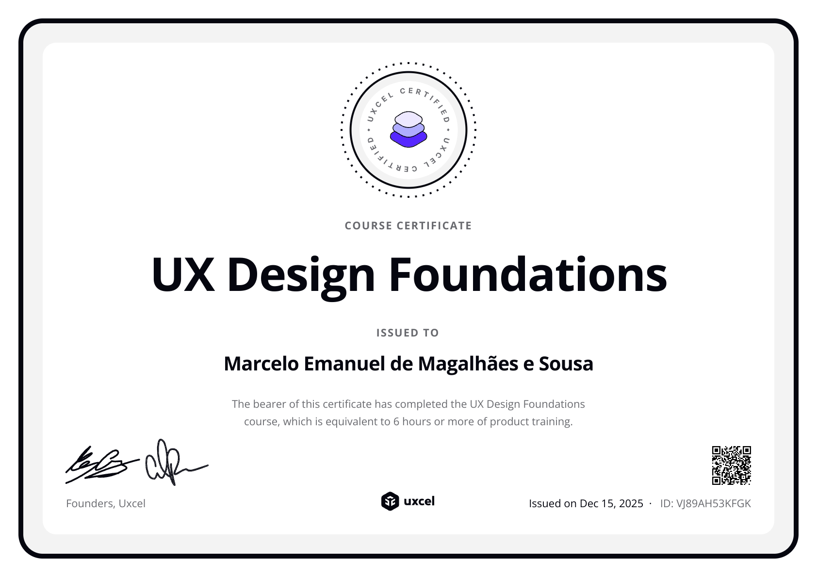 Marcelo Sousa's certificate